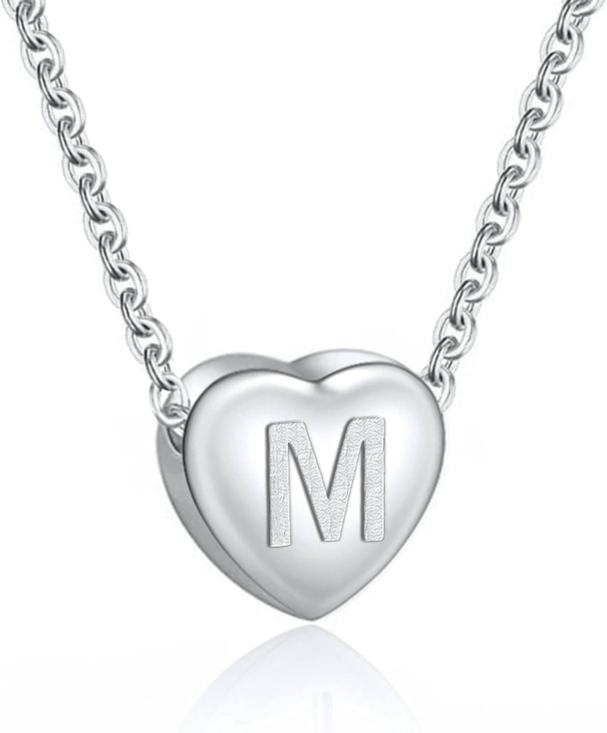HolyFast Dainty Initial Necklace S925 Sterling Silver Letters A-Z 26 Alphabet Heart Pendant Necklace for Women