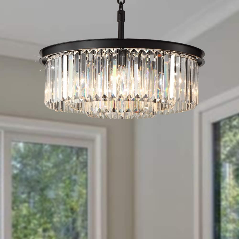 GMlixin Crystal Chandeliers ModernCeiling Lights Fixtures 3-Tier 8 Lights Chandeliers for Dining Room Living Room D20