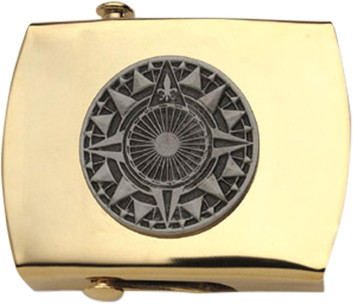 Nautical Compass Rose Brass Buckle, Military Style, 1-1/4" wide