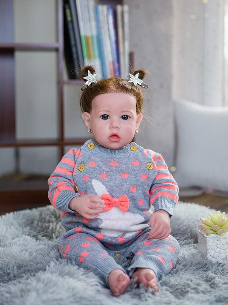 Reborn Baby Doll, New Model Realistic Newborn Babies Dolls, 20-inch Lifelike Silicone Real Toddler Girls Doll Gift Set for Kids, Collectors, Grandparents