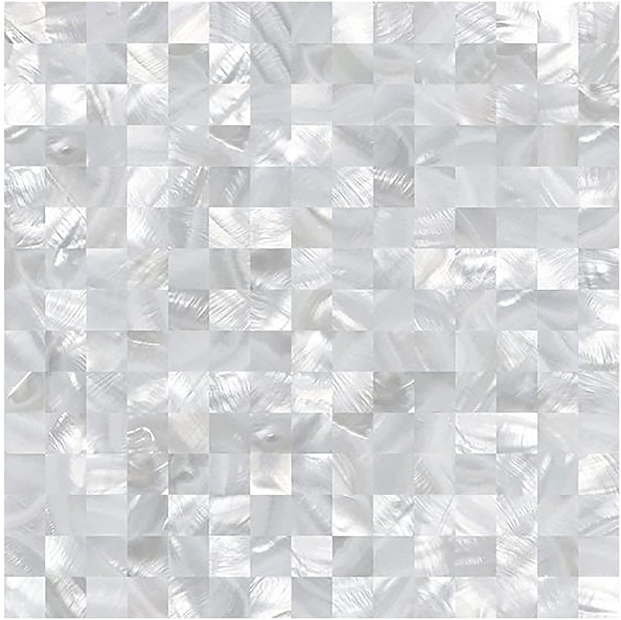 Mother of Pearl Peel and Stick Backsplash MOP Shell Mosaic Subway Tile, for Living Room Background Wall and Kitchen 12In x 12In White (10 Pack)