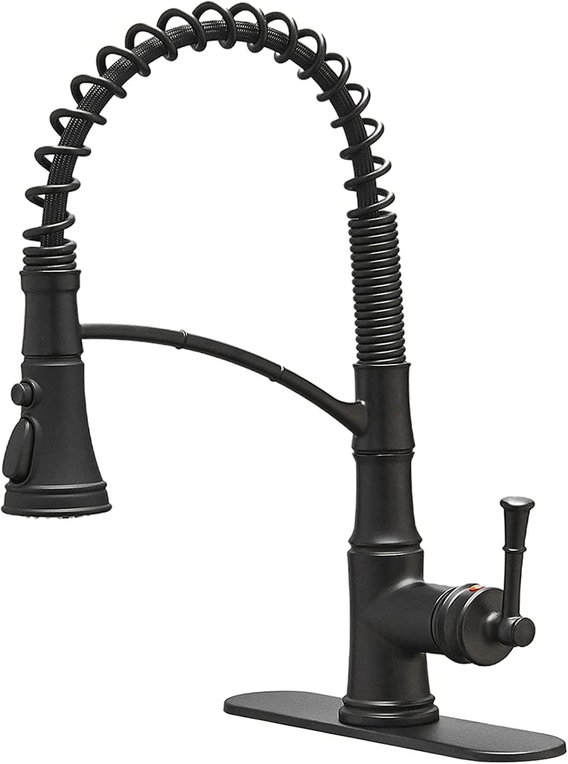 Bathfinesse Kitchen Faucets Single Handle Pull Down Sprayer 3 Functions Spring Kitchen Sink Faucet Matte Black