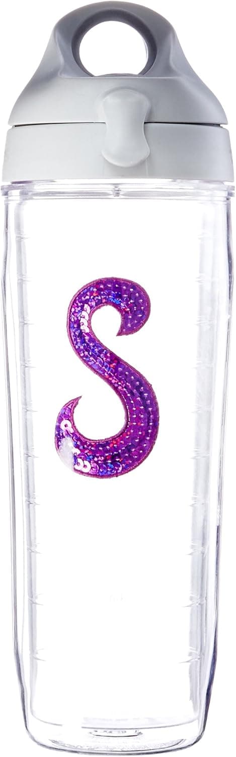 Tervis Water Bottle with Letter-S in Purple Sequins