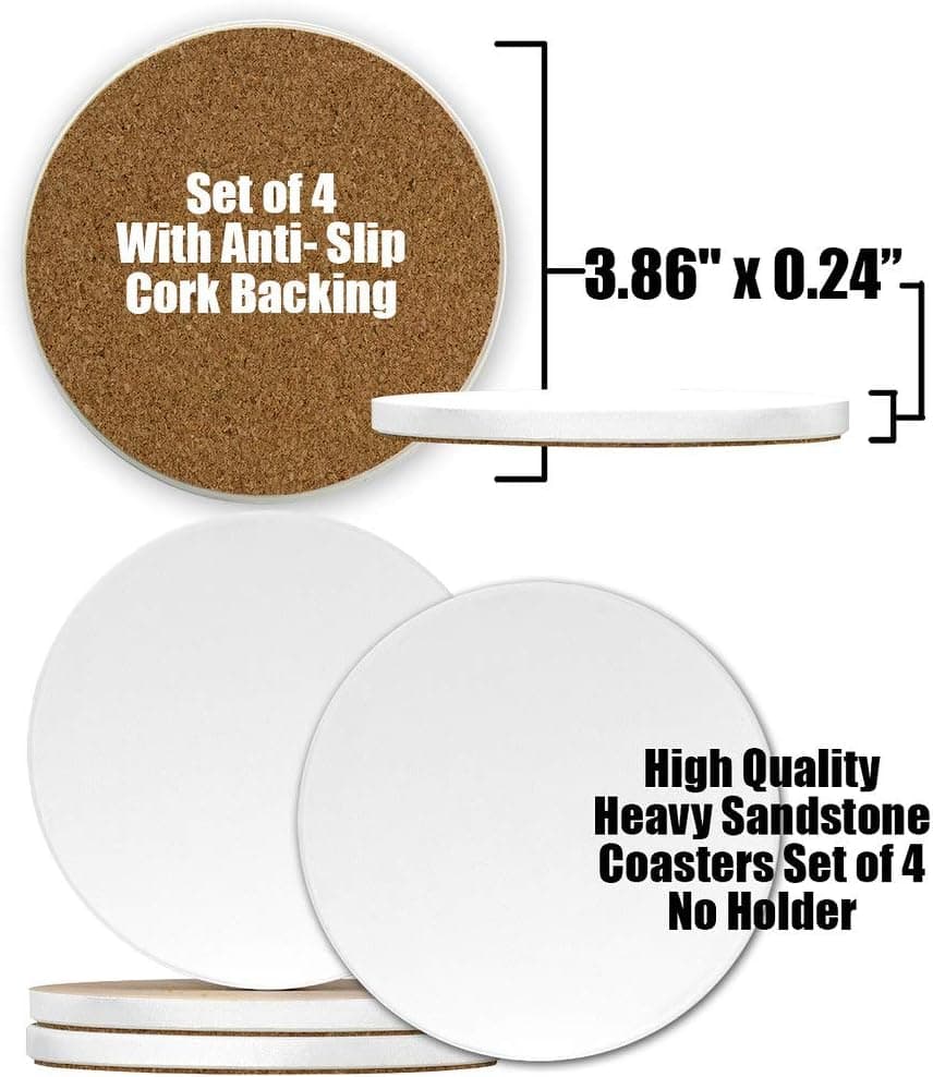 Coasters, Stone Drink Coasters for Bar and Home, Table Costers for Drinks, Beach Table Décor, Stone Coaster Set Suitable for Mugs and Cups, Set of 4 No Holder (12346 Blue White Brown Grain)