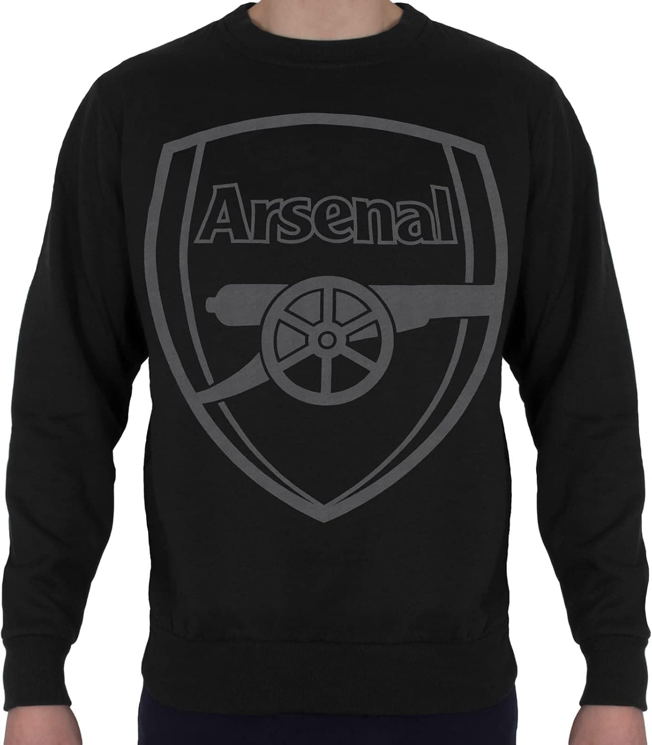 Arsenal FC Official Soccer Gift Mens Crest Sweatshirt Top Black XXL