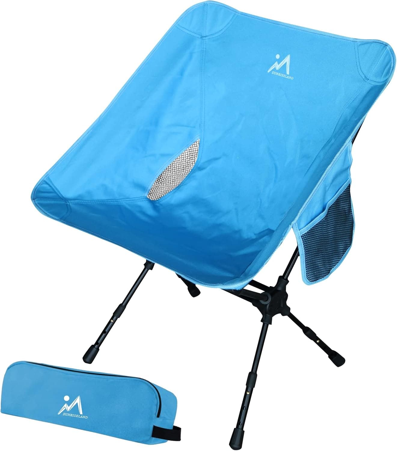 Portable Compact Camping Chair,Folding Outdoor Chair for Beach Hiking Picnic RV travel,Adjustable Chair Feet 1000D Oxford Cloth,Backpack Chair with Portable Storage Bag(350 lbs Capacity),Blue