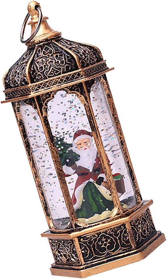 PRETYZOOM Santa Ornament Christmas Lantern Light Table Decorations Santa Snow Globe Lantern Night Lamp Xmas Holiday Home Decorations Globe Table Lamp