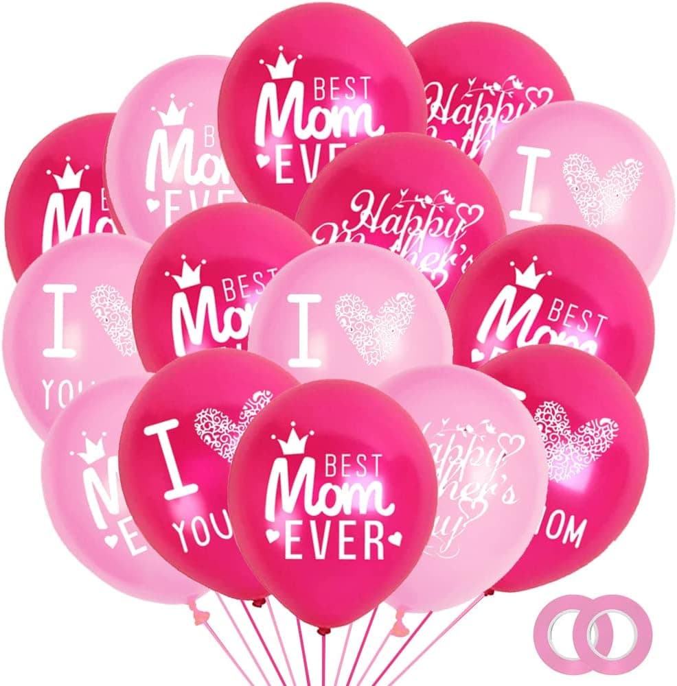 Happy Mother's Day Balloons Party Decorations Supplies - 48PCS Latex 12inch Mothers Day Party Supplies - Best Mom Ever Party Decorations