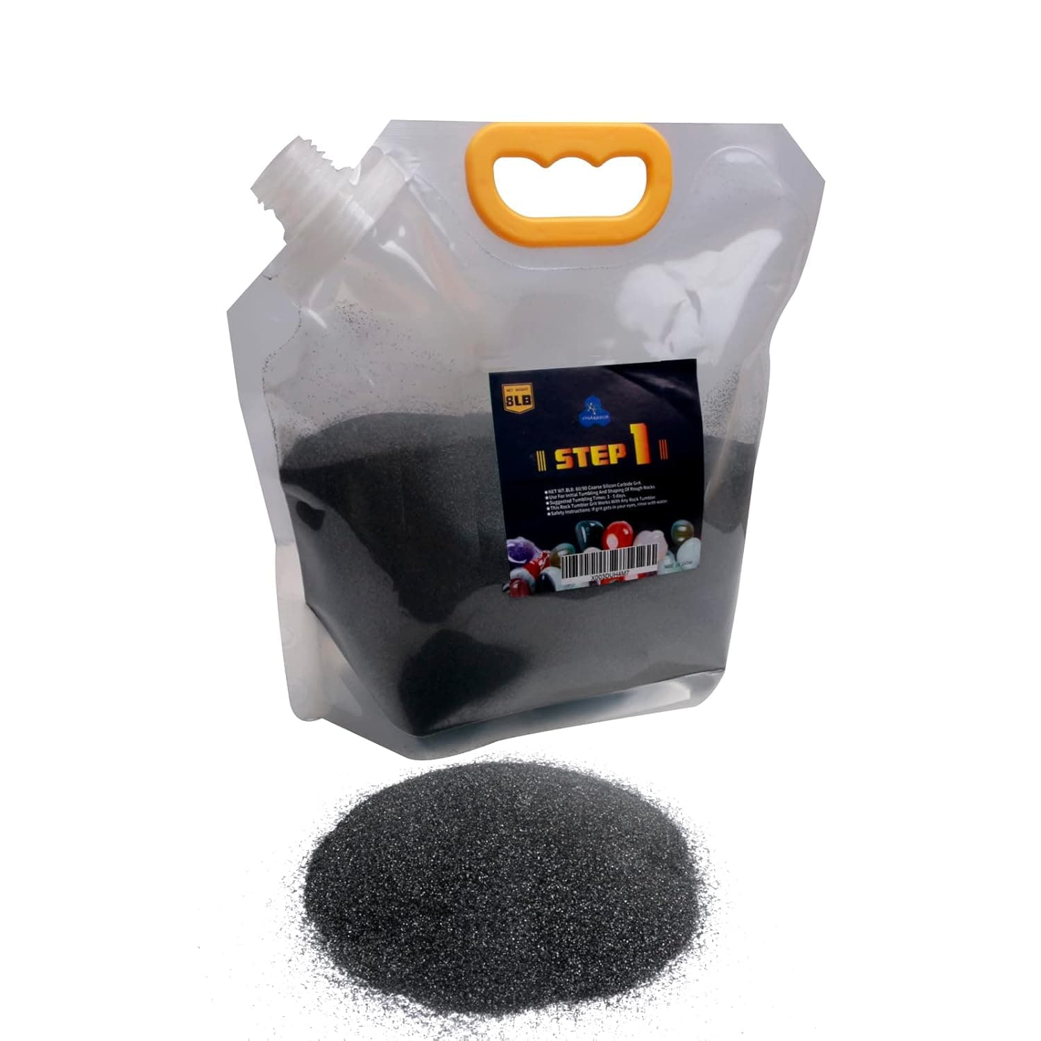 Rock Tumbler Grit, Rock Polishing Grit Media, Works with Any Rock Tumbler, Rock Polisher, Stone Polisher (STEP1-8LBS)