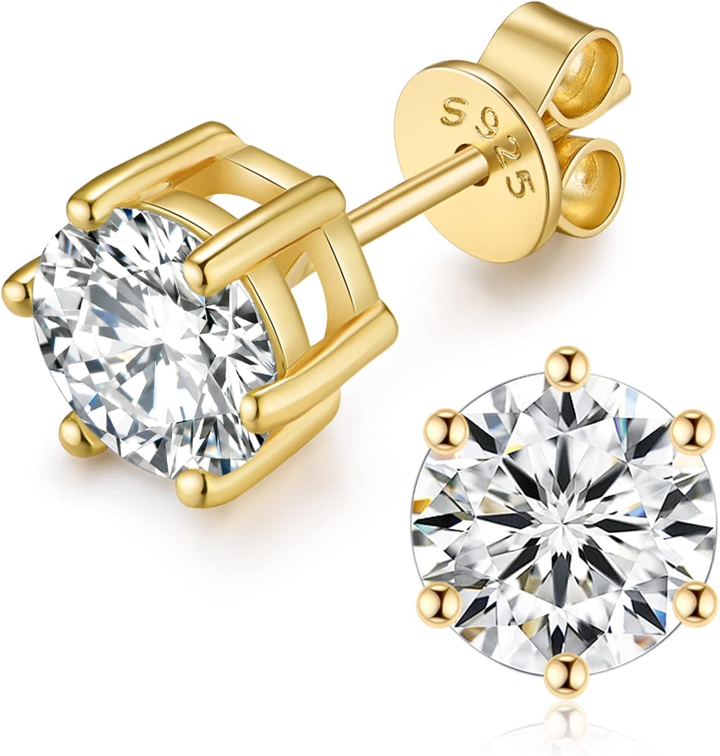 2CT Moissanite Stud Earrings, DF Color Ideal Cut Lab Created Diamond 18K White Gold Plated Earrings for Women with Certificate of Authenticity
