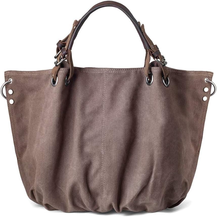 Canvas Tote Bag for Women, P.KU.VDSL Large Crossbody Shoulder Bag with Zipper Hobo Purse for Work School