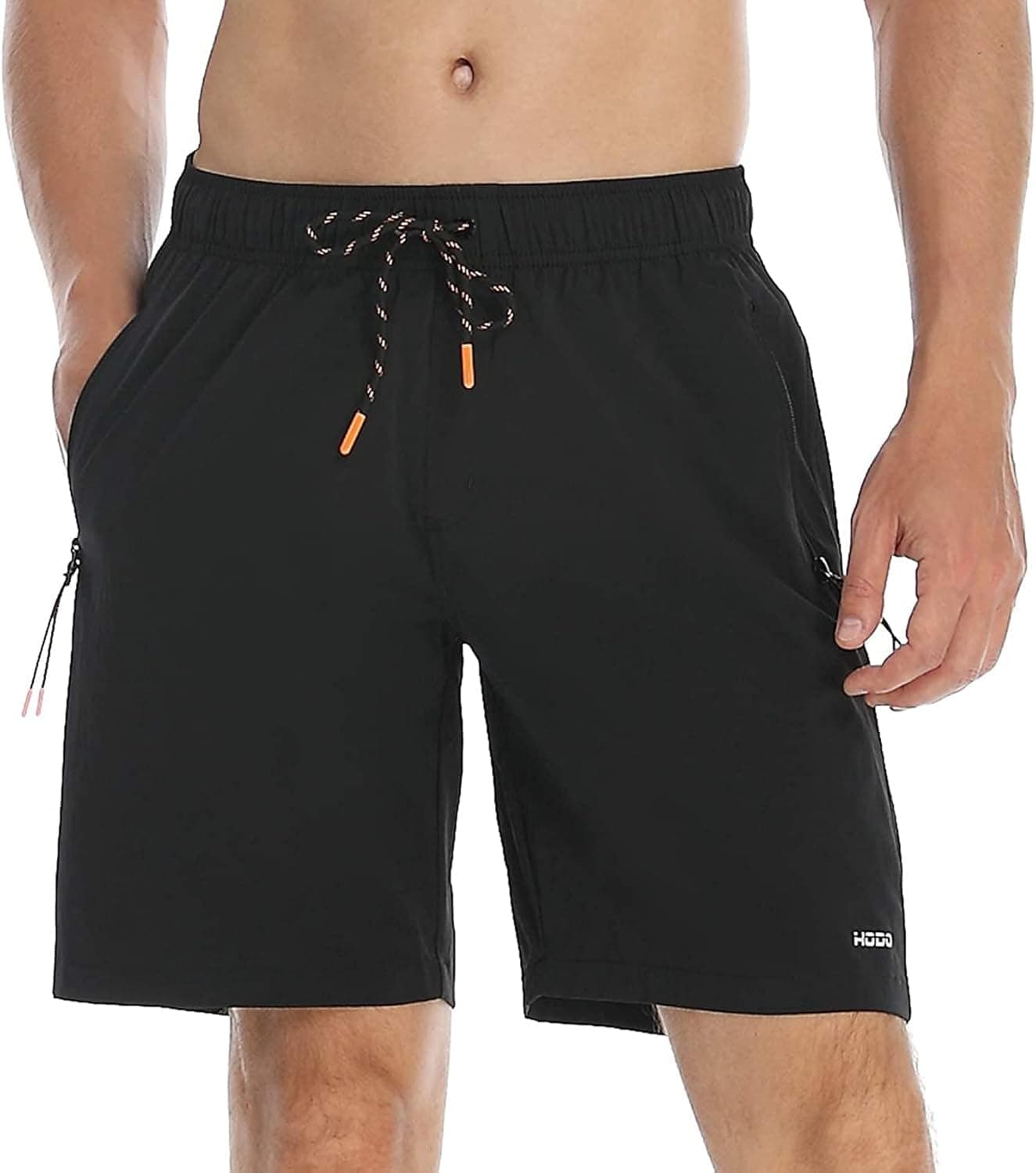 HODOSPORTS Mens No Liner Swim Trunks Quick-Dry with Zipper Pockets