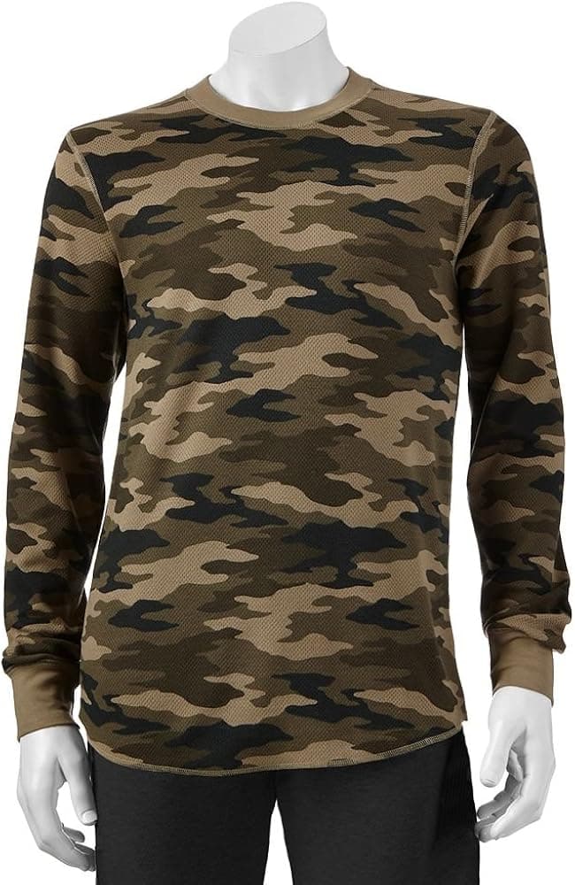 Croft & Barrow Camouflage Long Sleeve Thermal Crew Shirt - Medium