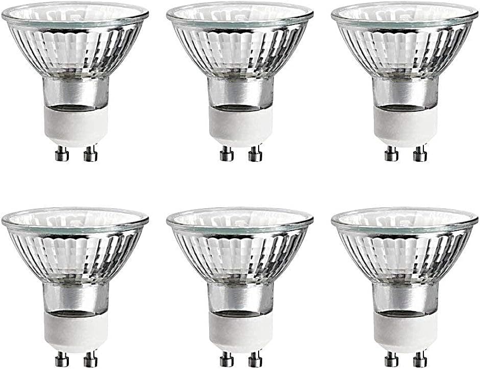 Luxrite LR20490 (6-Pack) 35W/GU10/120V 35-Watt MR16 Halogen Light Bulb, Glass Cover, Dimmable, 320 Lumens, GU10 Base
