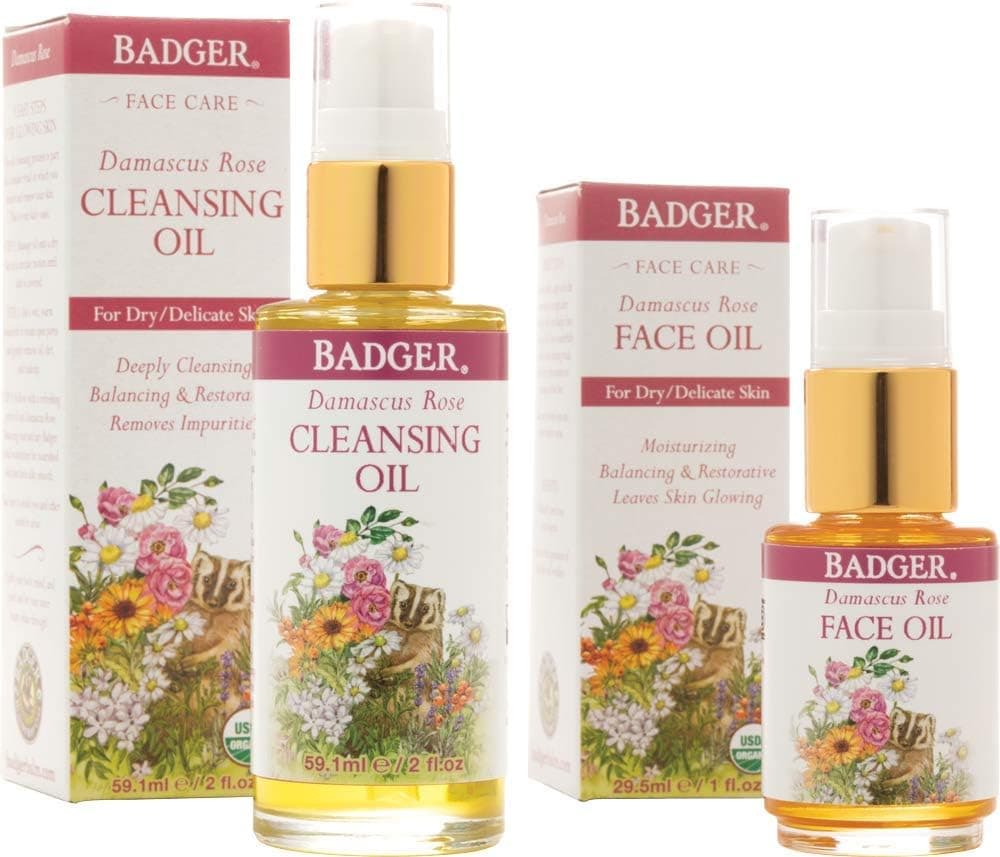 Badger Damascus Rose Cleansing Oil and Face Oil