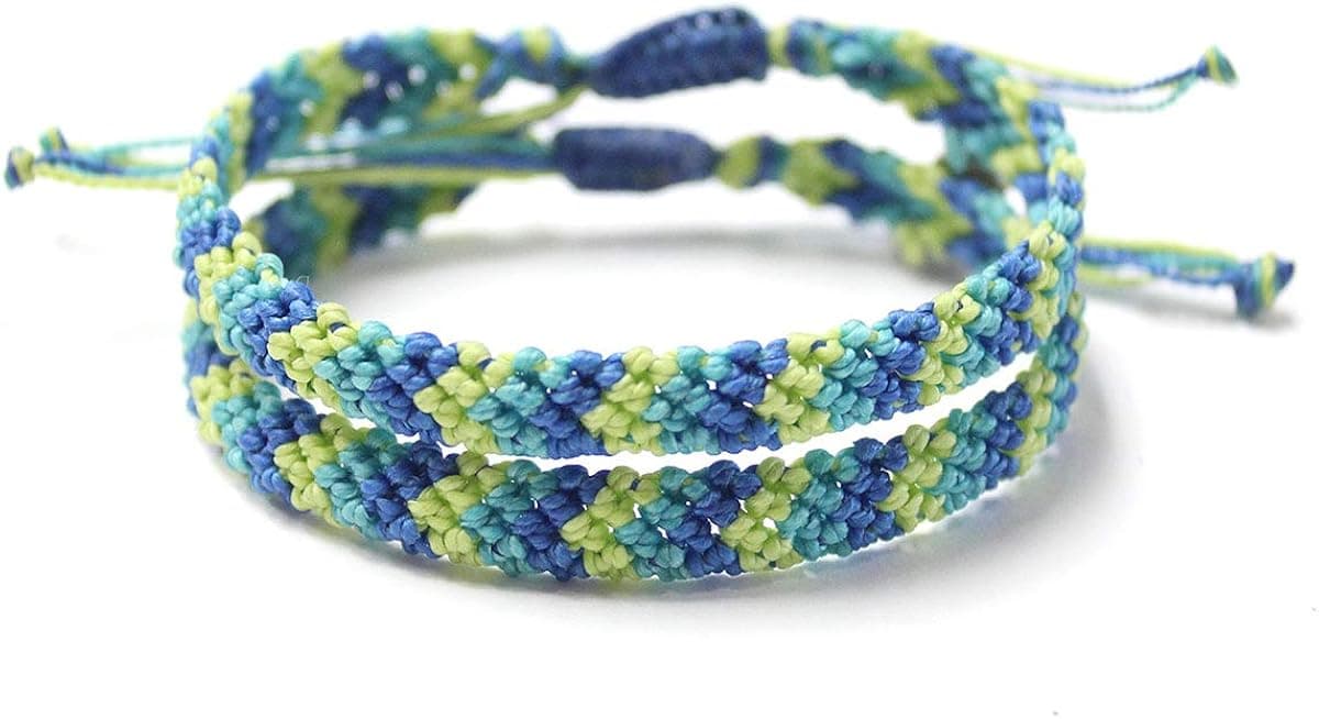 Wakami Friendship Bracelets | Handmade Love Bracelet Set of 2 | BFF Bracelets for 2, vsco Girl Braided Bracelet, Wax Coated String, Waterproof, Fair Trade, Adjustable Sliding Closure | Handmade by Artisans