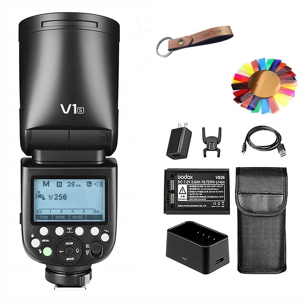 Godox V1-S Round Head Speedlite Compatible for Sony, TTL Speedlight 2.4G Wireless System 1/8000s High-Speed Sync, 10 Level LED Modeling Lamp, 2600mAh Lithium Battery with 1.5s Recycle Time