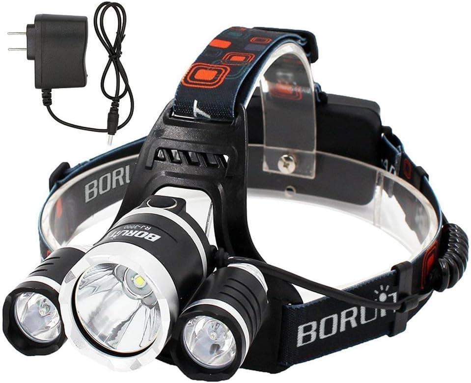 Mini Butterball Super Bright LED Headlamp, 3 x T6 LED 5000 Lumens Bright Headlight Headlamp 4 Modes Waterproof Headlamp Flashlight with Wall Charger for Hiking Camping Cycing Outdoor Sports