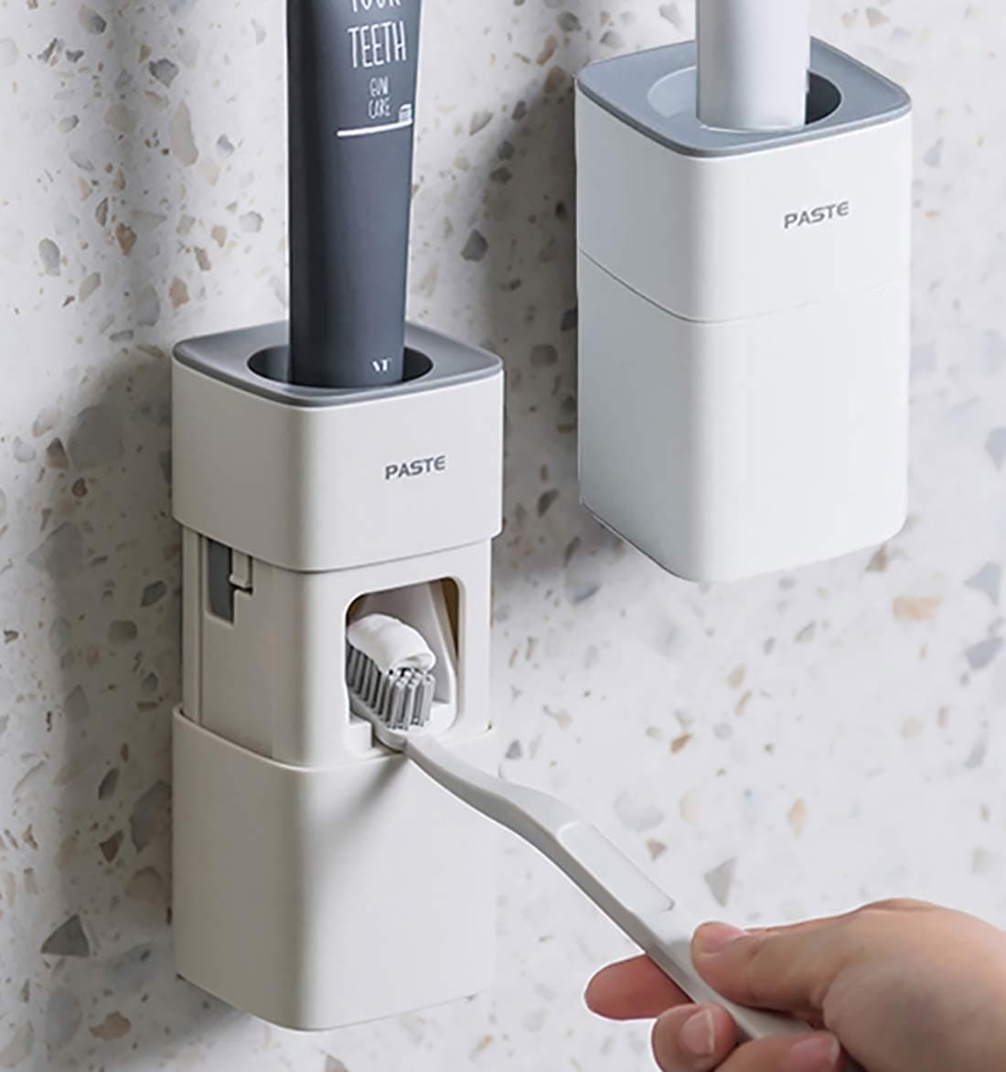 Toothpaste Dispenser, Automatic Toothpaste Squeezer Dispenser for Kids & Family Shower, is Wall Mount Bathroom Accessories with Super Sticky Suction Pad. (White)