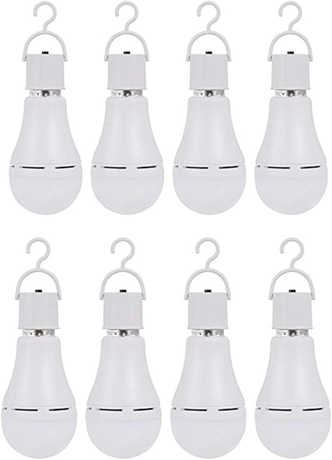 9W Emergency LED Bulbs Rechargeable Emergency Light Bulbs Power Backup Emergency Bulb Portable for Power Outage Home Hurricane Camping,with Hook Switch,60W Equivalent,Cool White 6500K,8 Pack