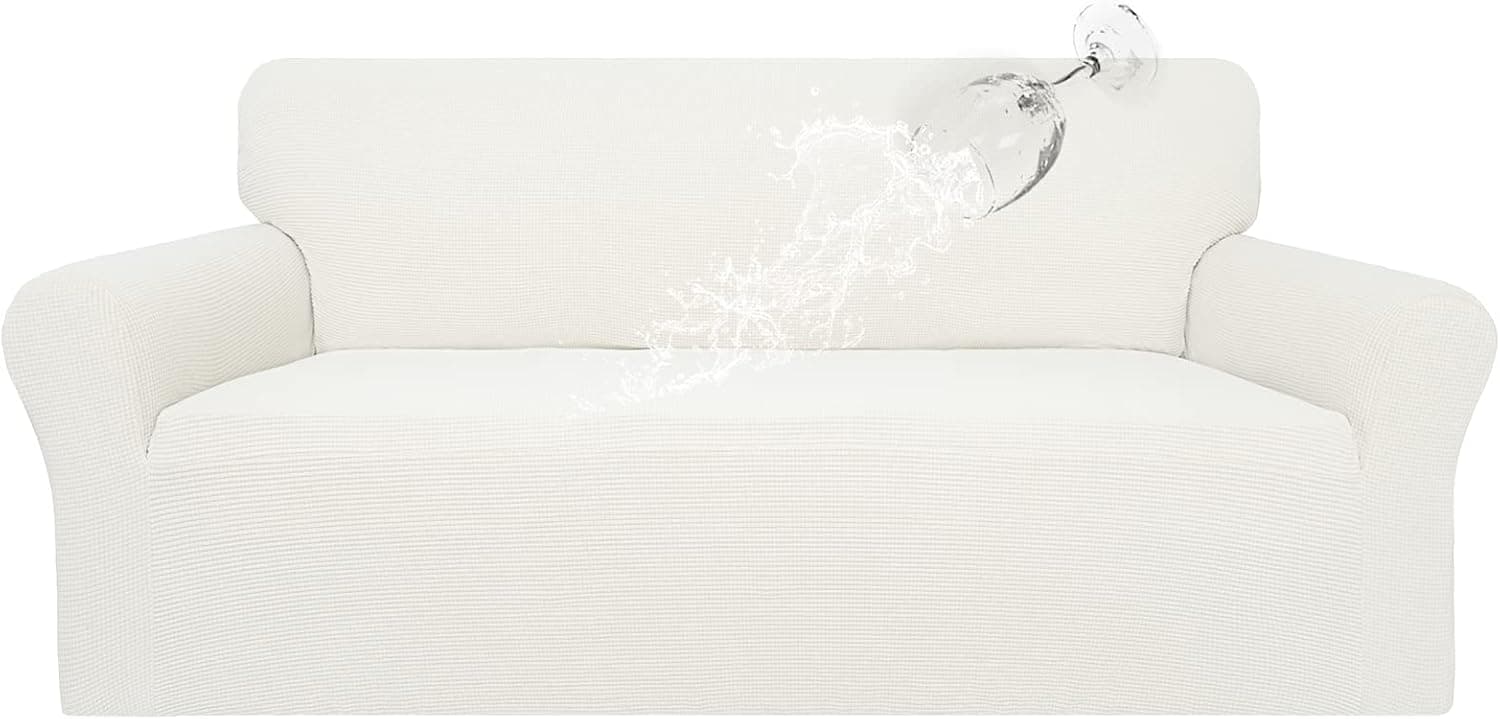 Easy-Going 100% Waterproof Couch Cover, Dual Waterproof Sofa Cover, Stretch Jacquard Sofa Slipcover, Leakproof Furniture Protector for Kids, Pets, Dog and Cat (Sofa, Cream)