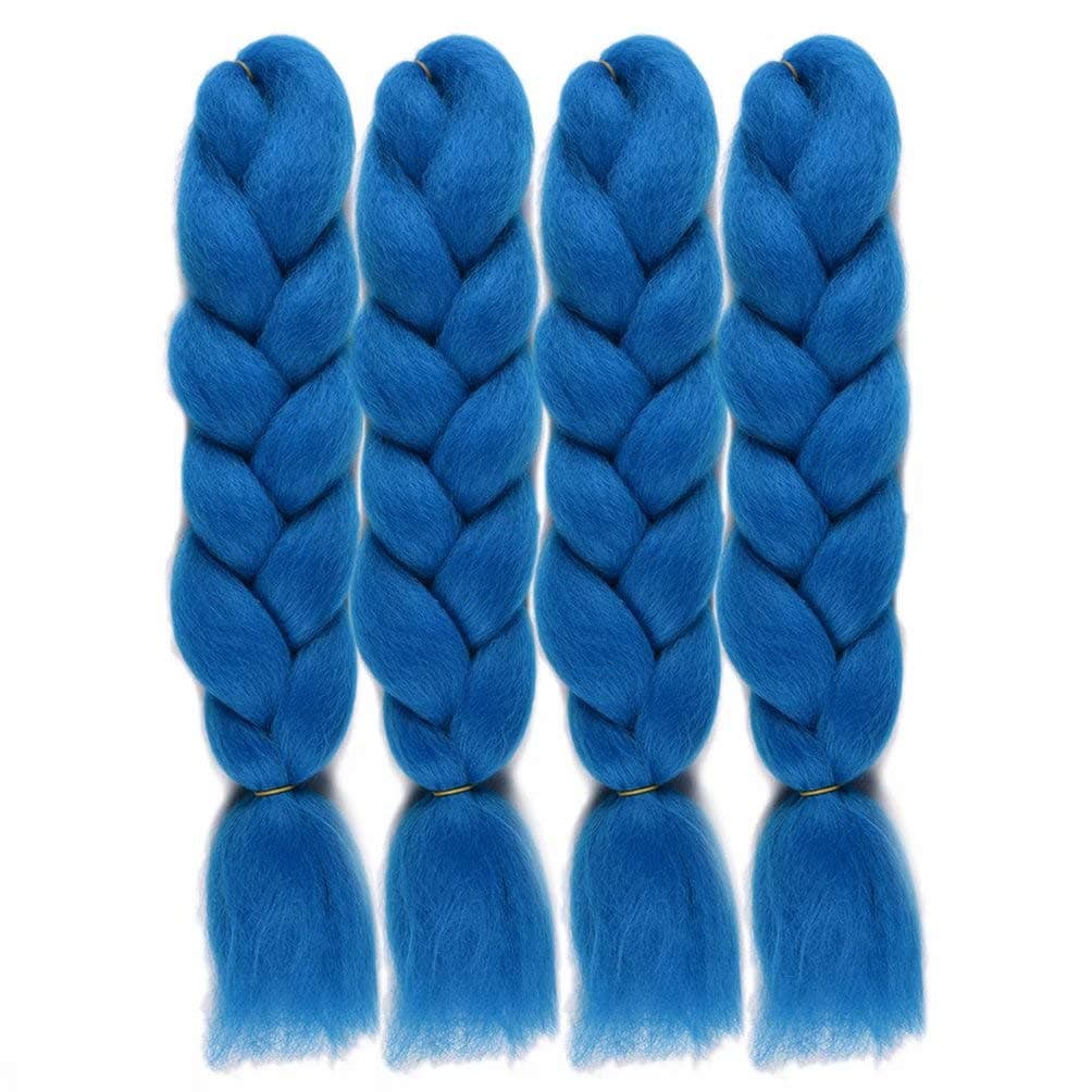 UHair Sky Blue Jumbo Braiding Hair Extensions Jumbo Braid Crochet Colorful Hair High Temperature Synthetic Fiber Hair Extension for Women(100G/pc, 4 pcs/lot)