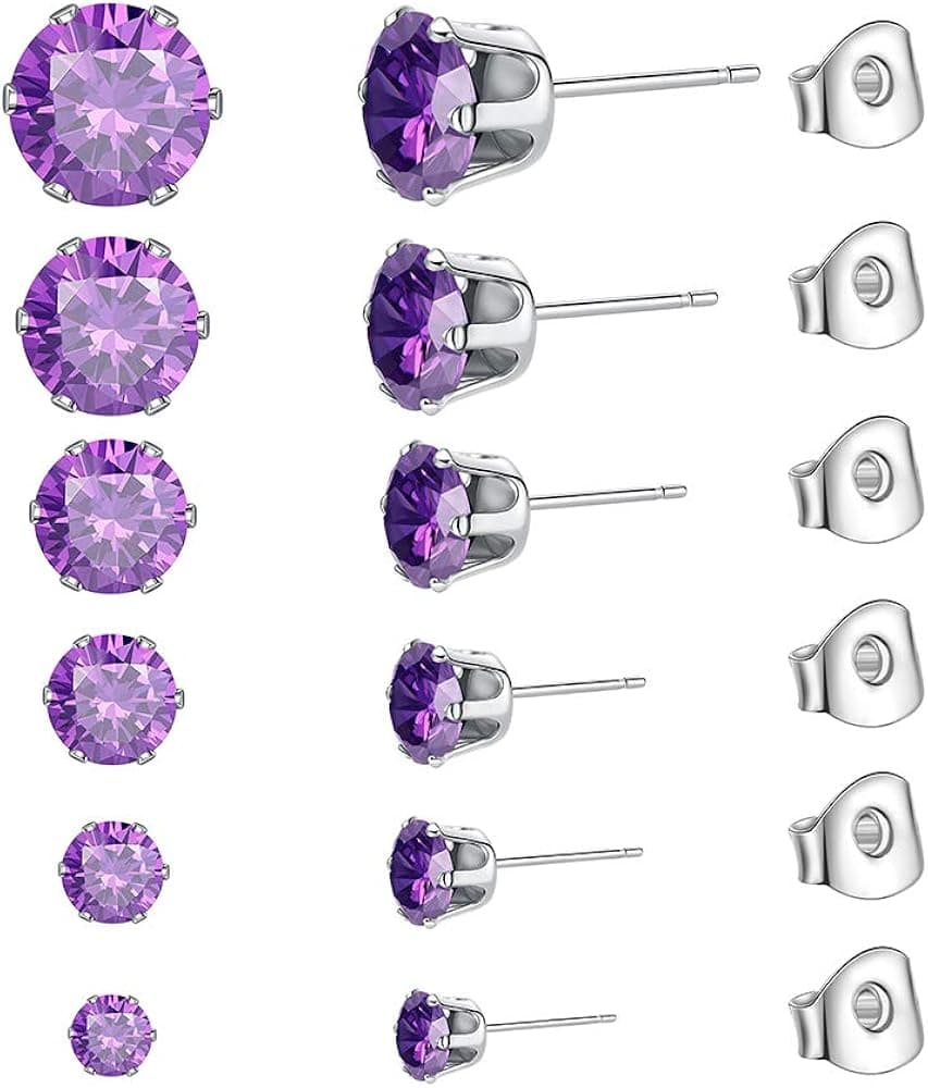 Stainless Steel Ear Stud Piercing Studs Earrings For Women/Men Ear studs Round Cubic Zirconia Inlaid