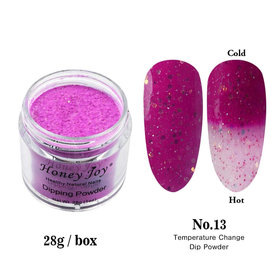 28g/Box Purple and White with Colorful Glitter Temperature Color Change Dip Powder Nails Dipping Nails Long-lasting Nails No UV Light Needed, (W-No.13)