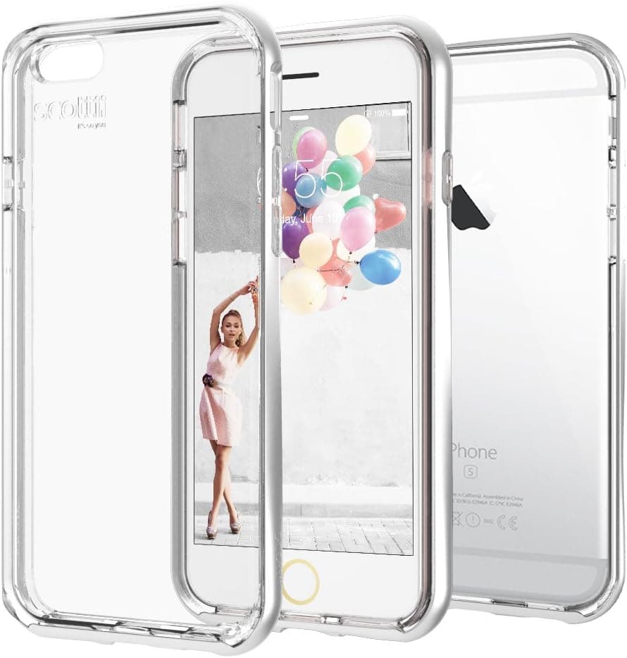 iPhone 6S Case, Scottii Luxurii Clear Case (4.7-Inch Screen), [Scratch Resistant] iPhone 6 Case [Crystal Clear] (Metallic Silver)