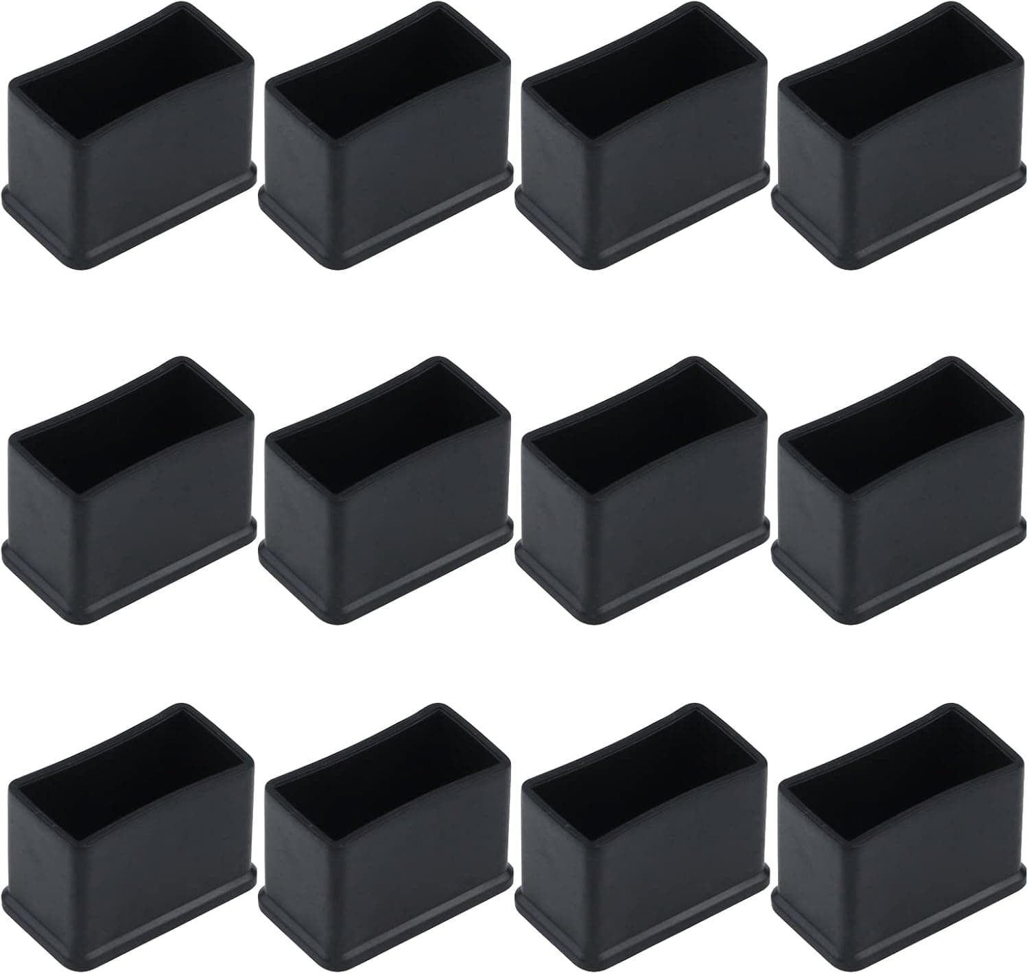 Antrader Rectangle Shaped Furniture Rubber Feet Pads Table Chair Leg Foot End Caps Covers Protectors Black, 1.18" x 0.59", Pack of 12