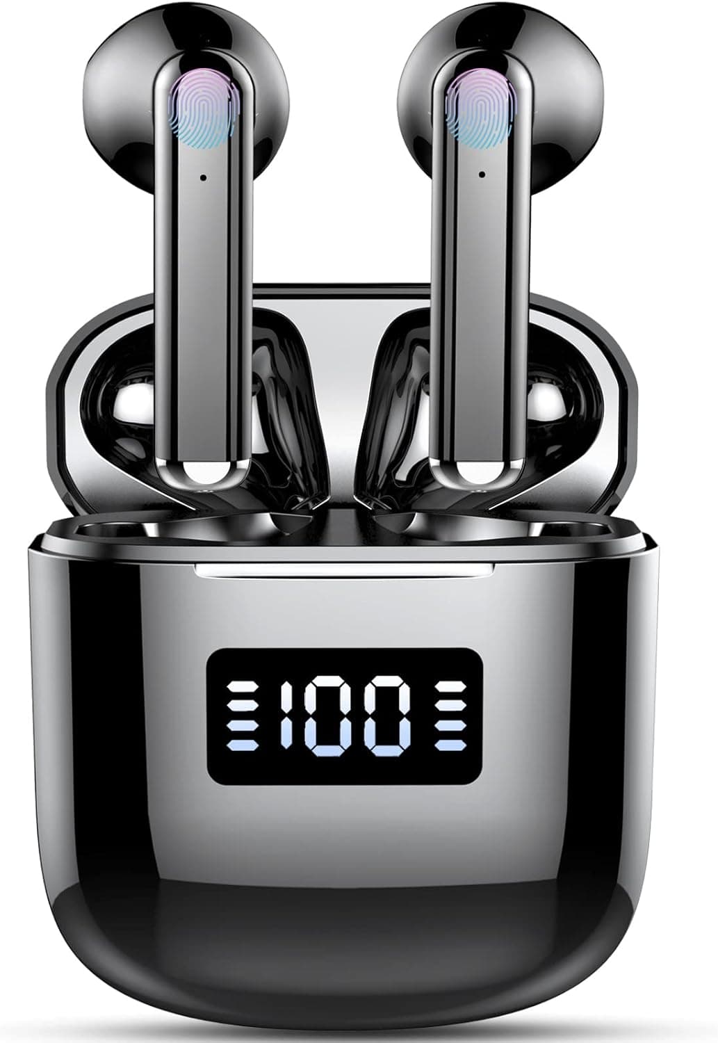 xinwld Wireless Earbuds, Bluetooth 5.3 Headphones with 4 Mics, 2022 Bluetooth Earbuds Wireless Headphones, HiFi Stereo ENC Noise Cancelling Earphones, 25H Playtime, LED Display, Running Headset, Black
