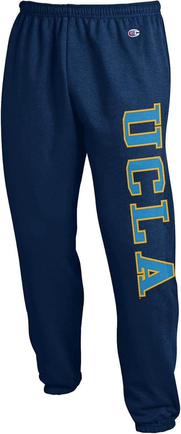 Champion UCLA Men`s Sweat Pants Made (Medium, Navy/Collegiate Blue and Gold)