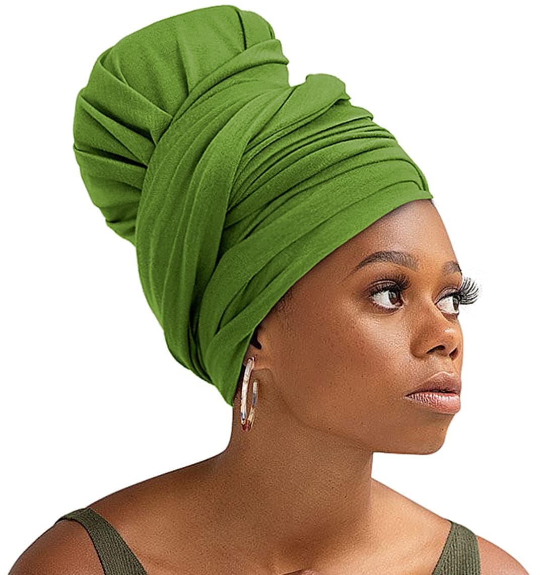 Stretch Hair Scarf for Women Hair Wraps for Women Sleeping Knit Jersey Head Scarf-Avocado Green