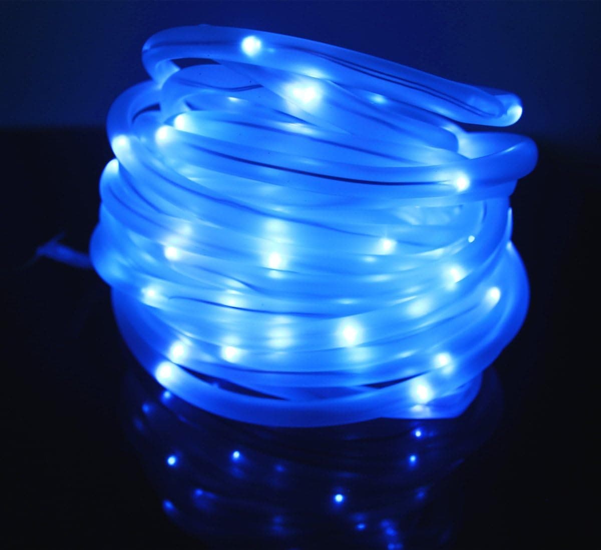 JULYFIRE LED Solar Outdoor Rope Lights, 33 ft Length, 100 LED, Waterproof, with Light Sensor, for Pond, Yard, Pool, Indoor Decoration, Festival, Garden, Wedding (Blue)