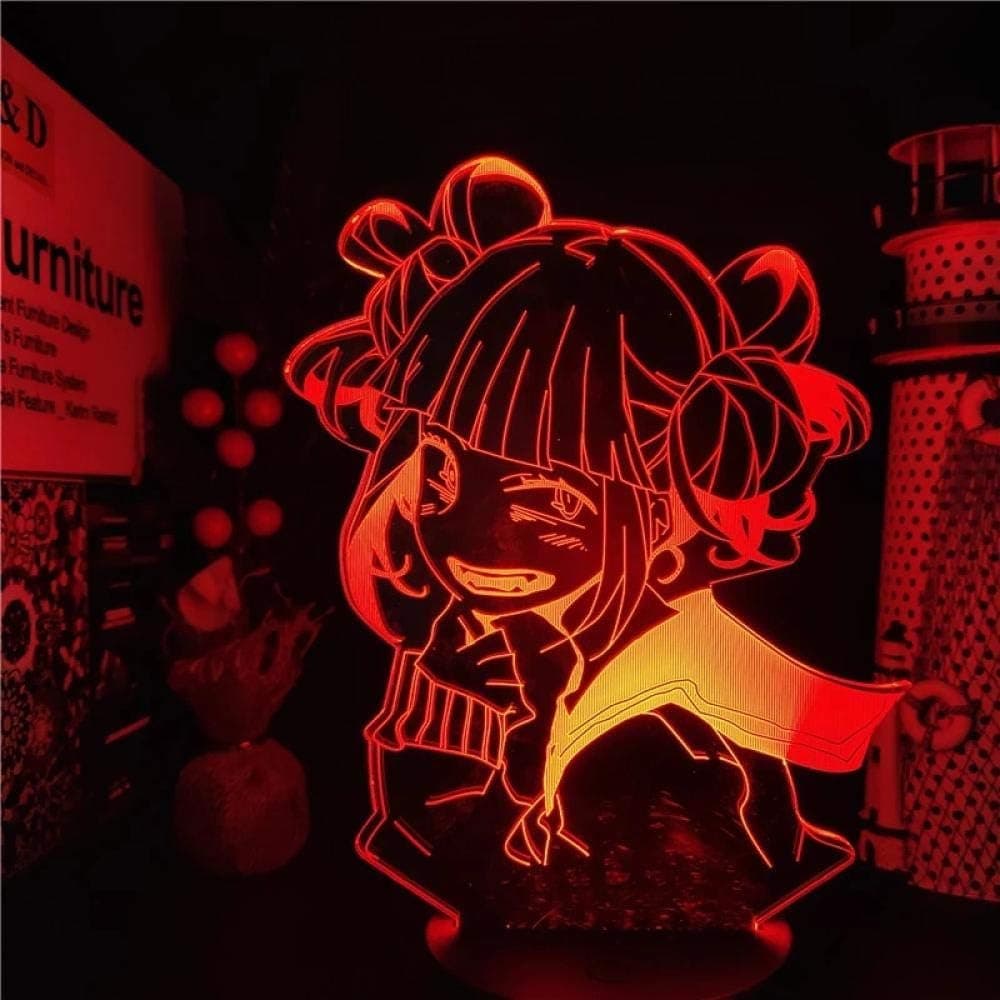 VDIPK Night Light 3D LED Lamp My Himiko Toga Anime LAMP Boku no Hero Academia Cross My Body Night Lights for Bedroom Christmas Decoration, with Remote Control