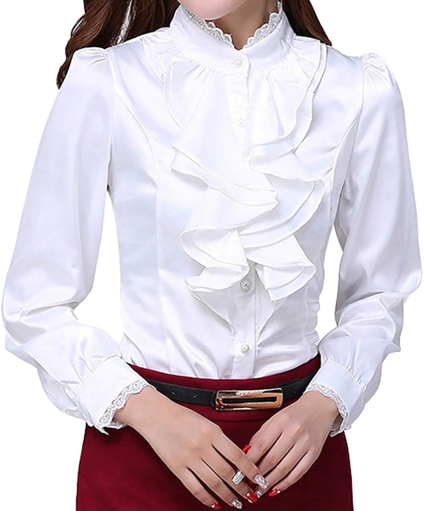 JHVYF Womens Bow Tie Neck Blouses Long Sleeve Casual Work Office Shirts Buissnes Casual Tops