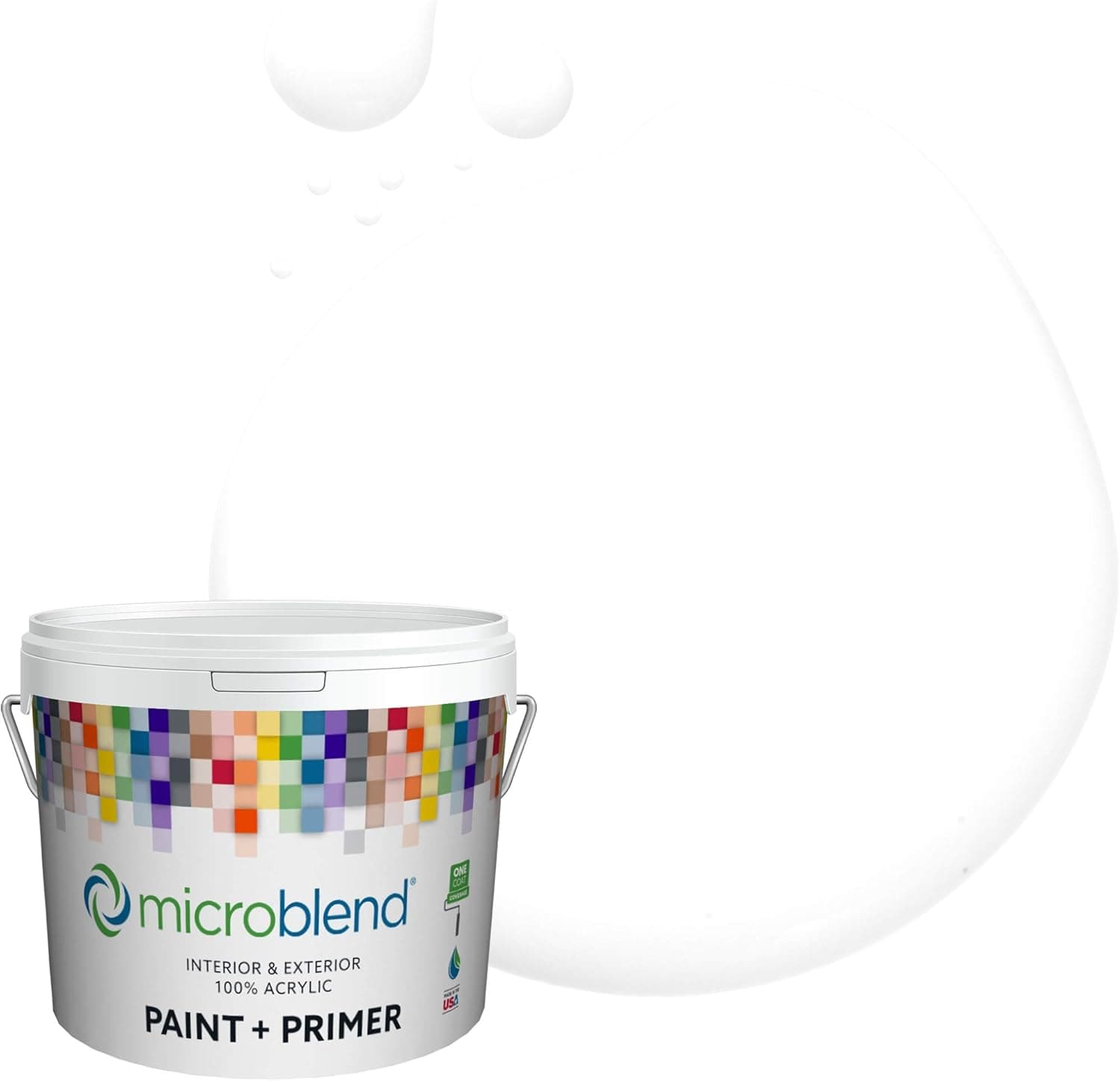 Microblend Interior Paint and Primer - White/White, Eggshell Sheen, 1 Gallon, Premium Quality, High Hide, Low VOC, Washable, Microblend Whites Family