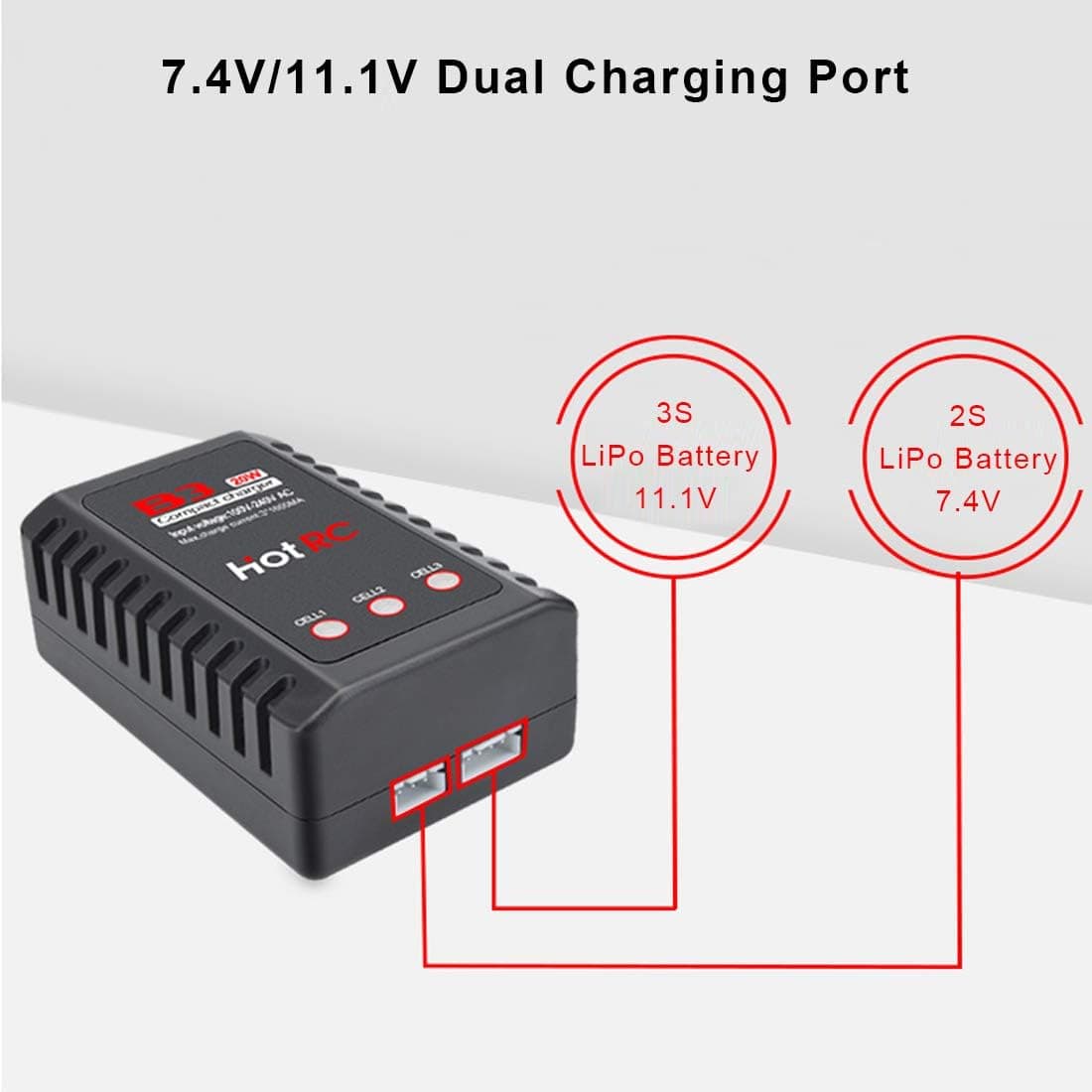 B3 20W Compact Lipo Charger 1600mA for RC Quadcopter Car Boat 2S 3S Lipo Battery