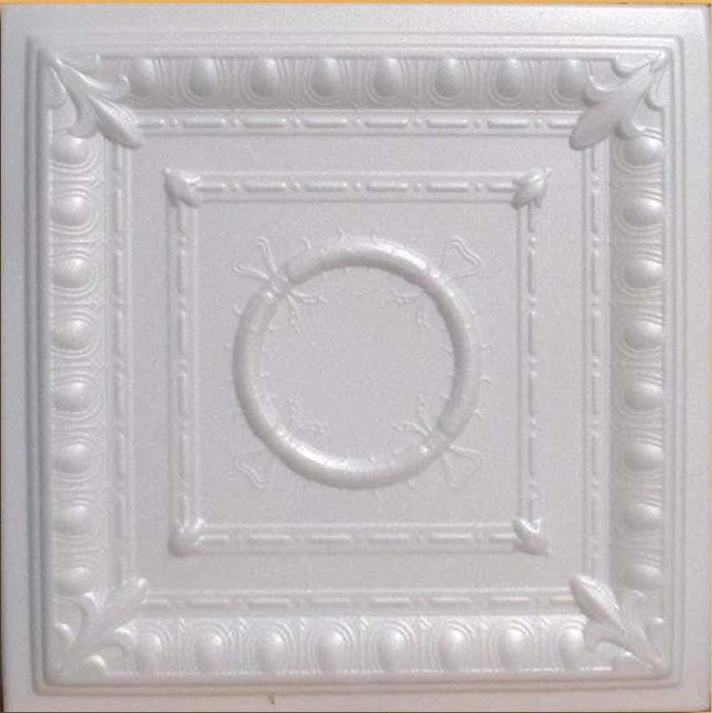 Ancona White (Foam) Ceiling Tile - Decorative Ceiling Tile Easy Glue up DIY