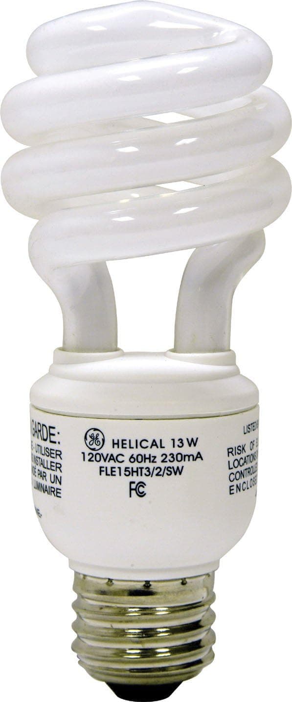 GE Lighting 61279 CFL 13-watt 825-Lumen T3 Spiral Light Bulb with Medium Base, 1-Pack