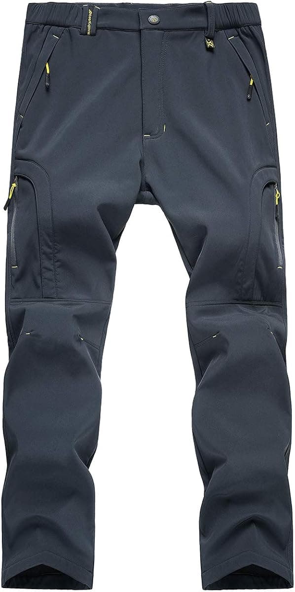 TREKEK Men's Warm Ski Hiking Pants Softshell Fleece Lined Winter Outdoor Windproof Waterproof Trousers