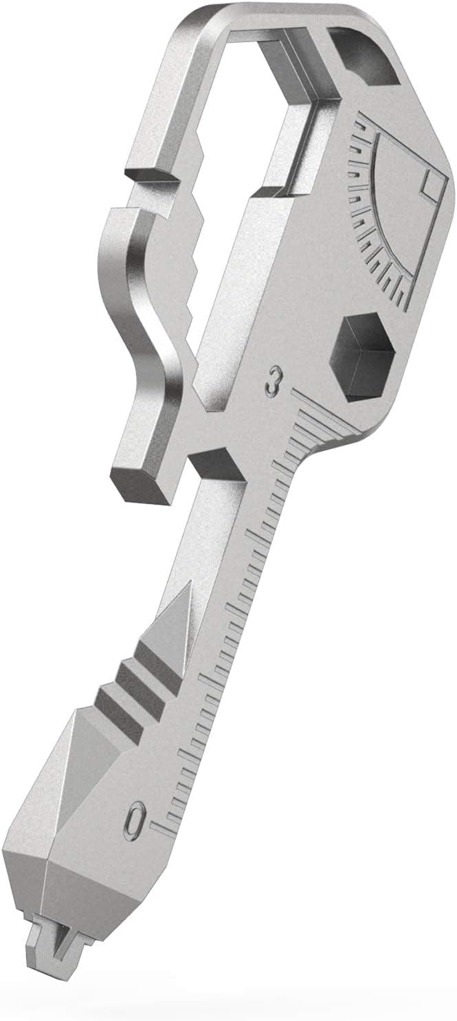 24 In 1 Multi-Tool Key,Key Pocket Tool For Universal Gadget Functions,Stainless Steel Keychain Multi-Tools for Screwdriver, Bottle Opener, Drill Driver, Box Cutter, Wrench, Ruler… (Gray)