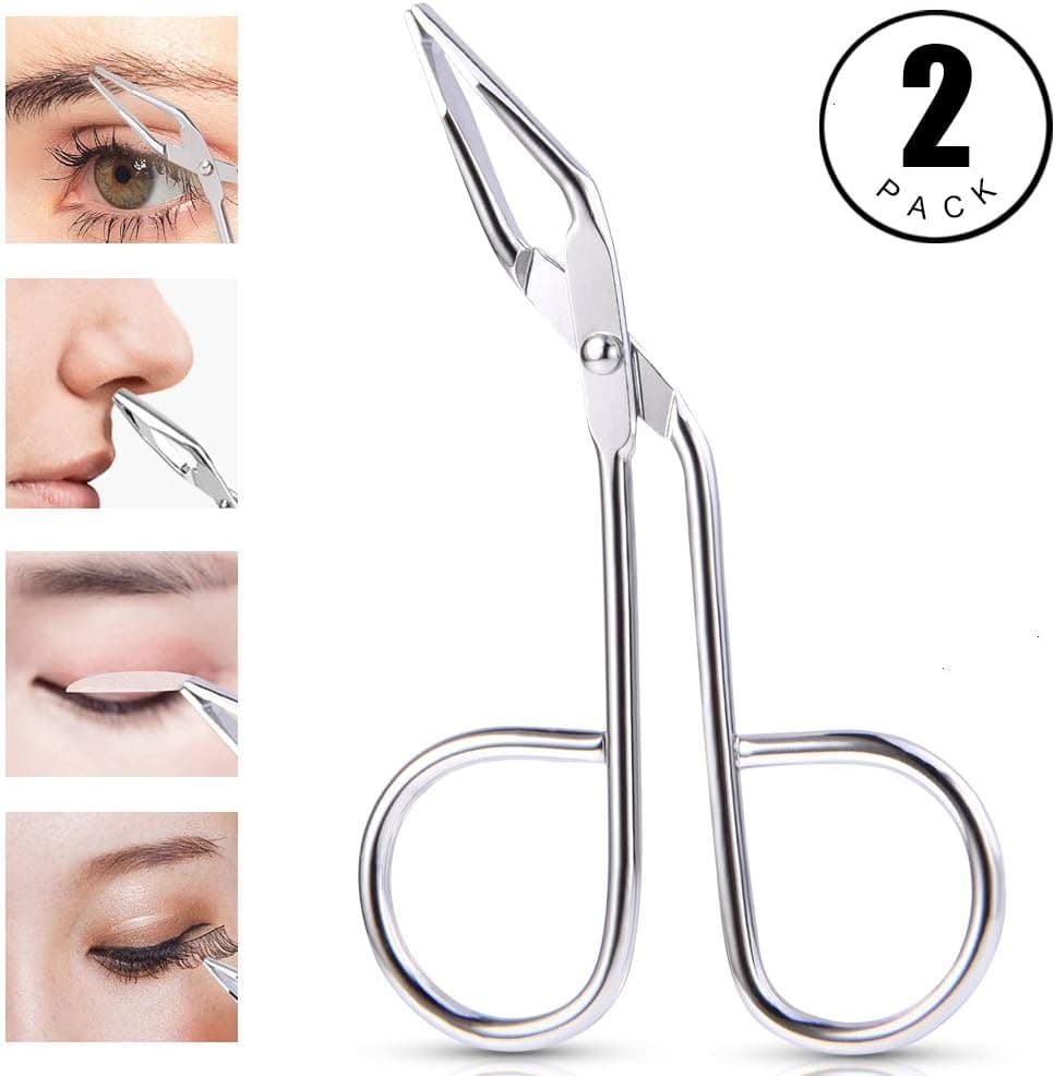 Koicaxy Tweezers for Eyebrows, Scissors Tweezers for Nose Hair,Stainless Steel Scissors Shaped with Slant Tip Straight Tip Hair gripping Eyebrow & Ingrown Hair Remover for Girl Women Men (B)