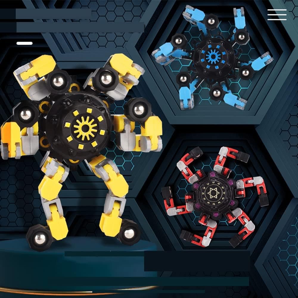 Tdream 3PCS Fidget Spinners, Transformable Fingertip Gyro Spinner, Funny Finger Chain Robot Toy Deformed Mechanical Spiral Twister Fingertip Creative Fidget Spinner for Kids Adults (3pcs)