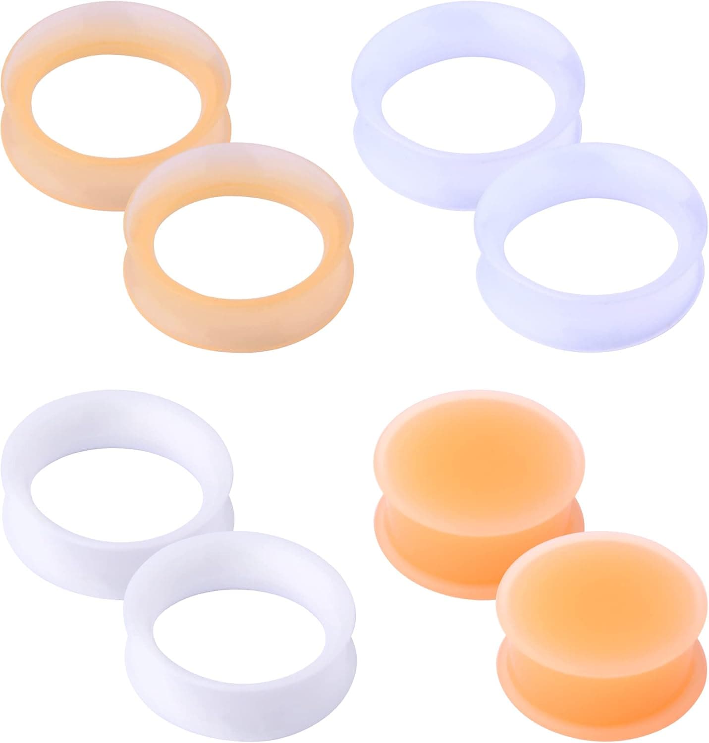 OUFER Flesh Skin Soft Silicone Hiding Hide Hider Retainer Double Flared Plugs Ear Plugs Tunnels Flexible Tunnel Ear Stretching Plug Gauge