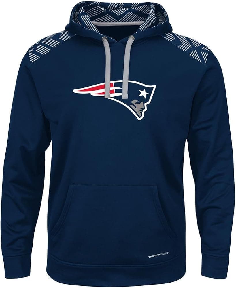 Majestic New England Patriots Blue Armor Synthetic Therma Base Hooded Sweatshirt Hoody