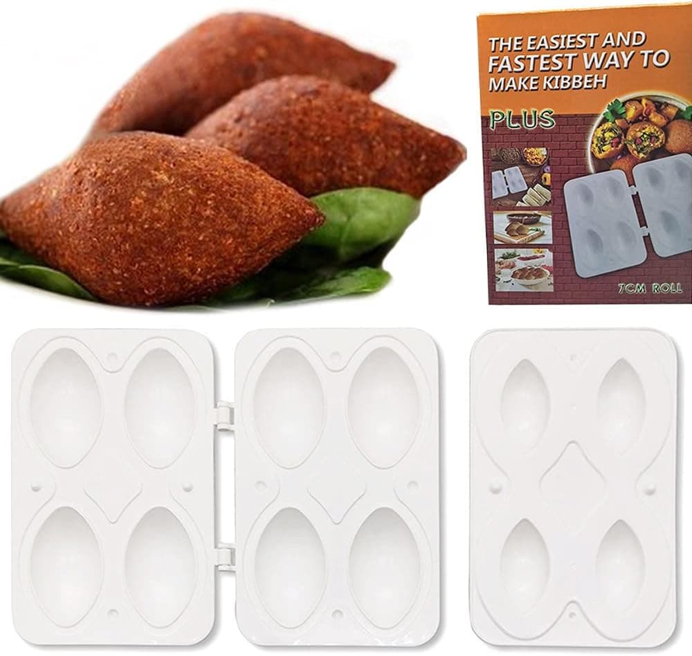 Bunhut Meatball Mold,Manual Meatloaf Maker Press Tool Professional DIY Plastic Meatball Mould,Kitchen Kebab Cooking Tools for Making Fried Kibbeh Mold(Meatball Size:2.76×1.77inch) (4-in-1 White)