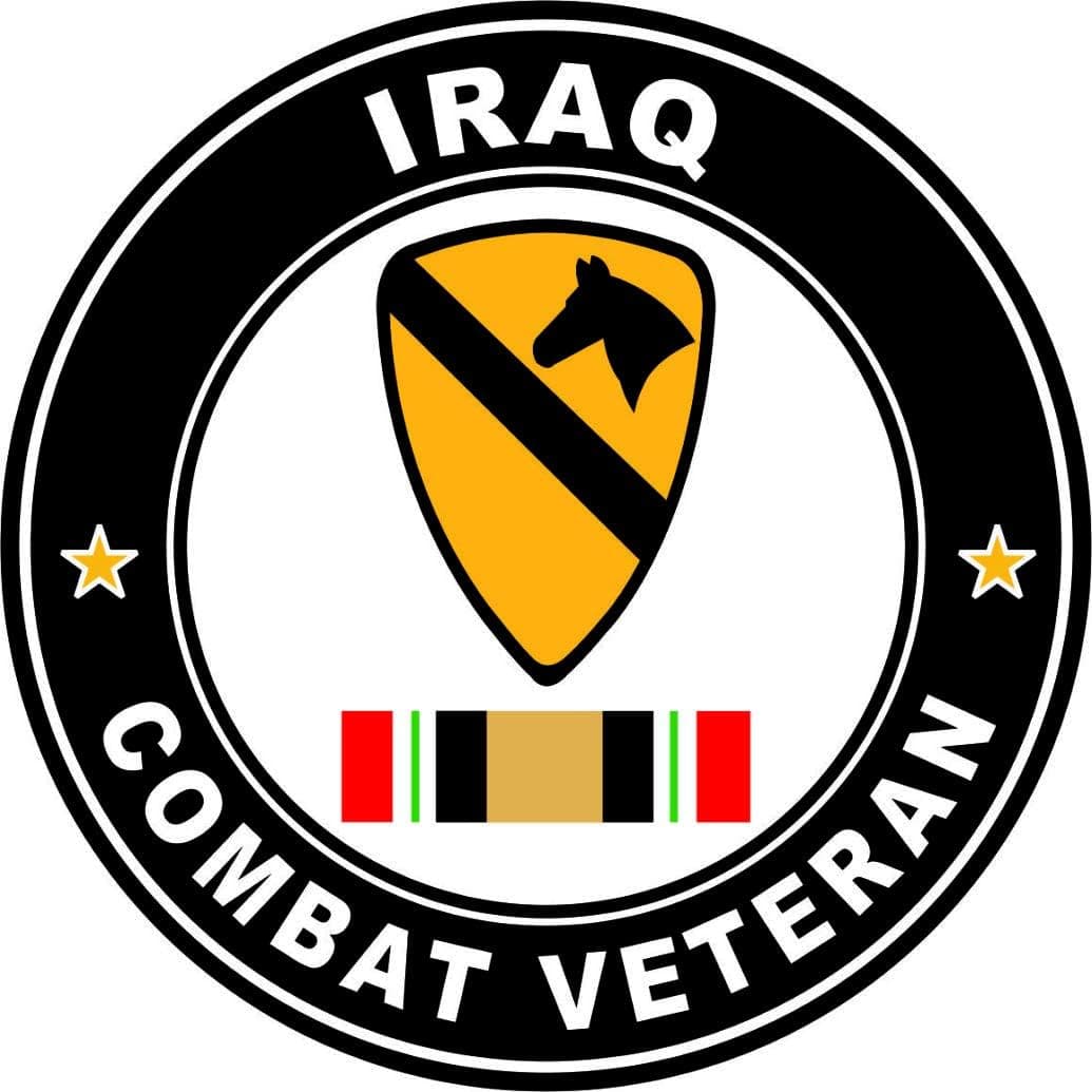 Military Vet Shop US Army 1st Cavalry Division Iraq Combat Veteran Operation Iraqi Freedom OIF Window Bumper Sticker Decal 3.8"
