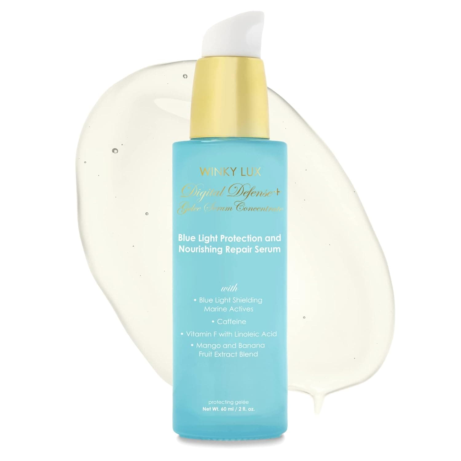 Winky Lux Digital Defense+ Gelée Serum Concentrate, Blue Light Protection, Brightening Serum With Caffeine and Linoleic Acid, Makeup Primer