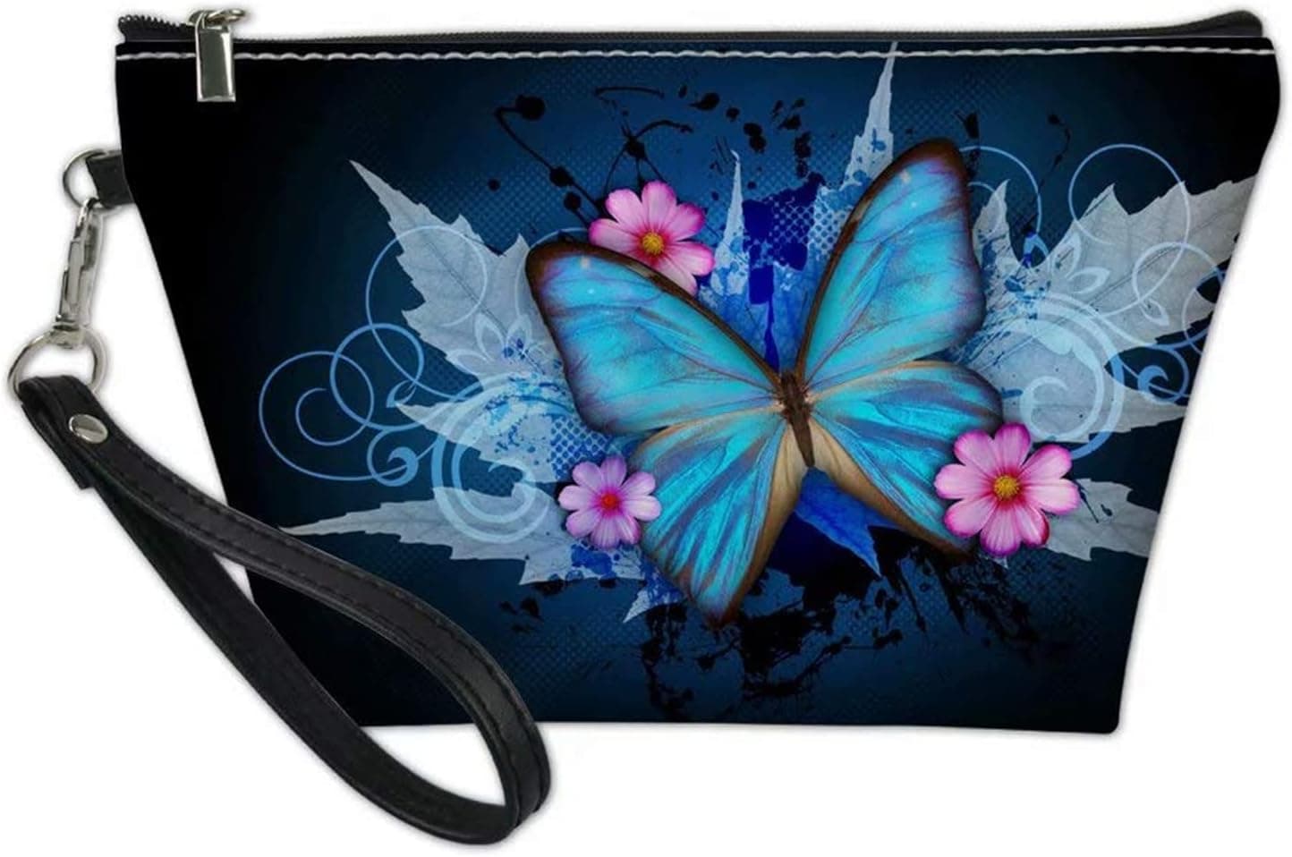 SANNOVO Blue 3D Butterfly Designed Zipper Cosmetic Makeup Bag for Women
